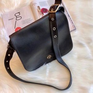 Coach Vintage Black Leather Stewardess Bag Purse